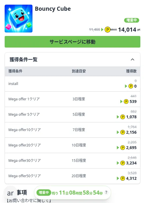 Bouncy Cubeの掲載記録画像（ハピタス（Zucks）・2026年10月19日）