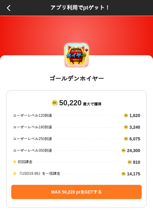 ゴールデンホイヤーの掲載記録画像（ポイントインカム（SKYFLAG）・2026年10月20日）