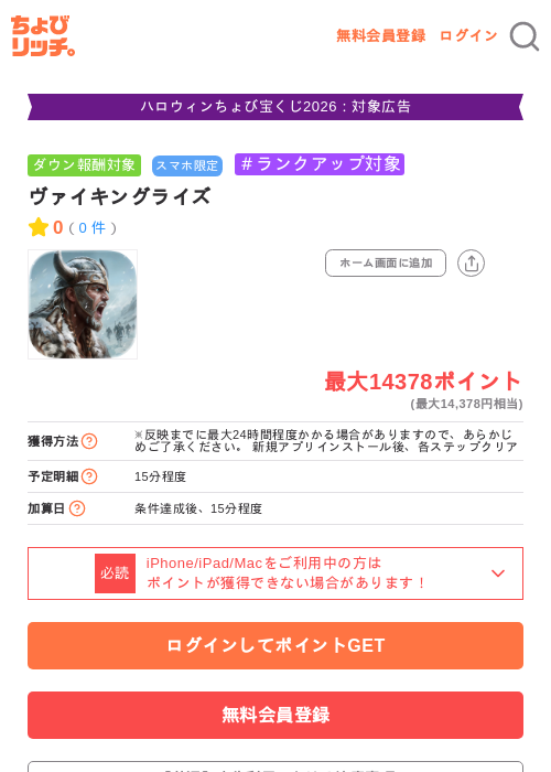 ヴァイキングライズの掲載記録画像(ちょびリッチ・2026年10月19日)