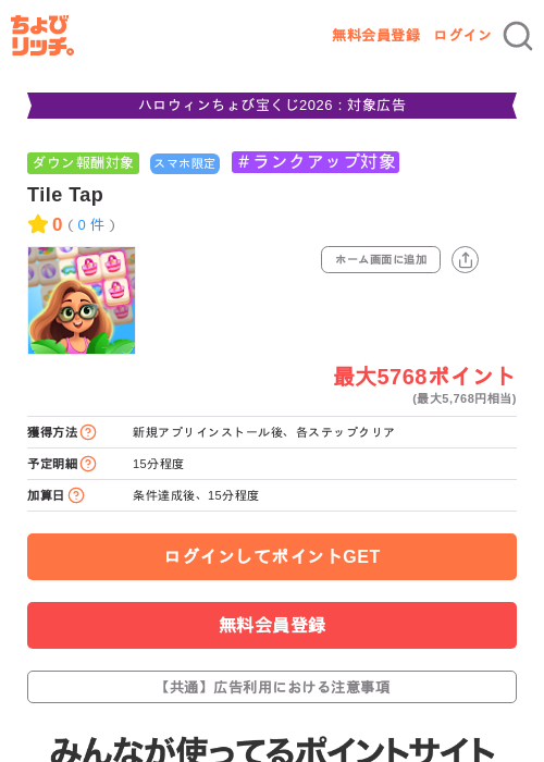 Tile Tapの掲載記録画像（ちょびリッチ・2026年10月21日）