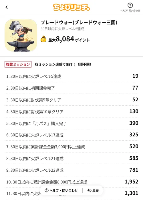 ブレードウォー(ブレードウォー三国)の掲載記録画像（ちょびリッチ（AppDriver）・2026年10月20日）