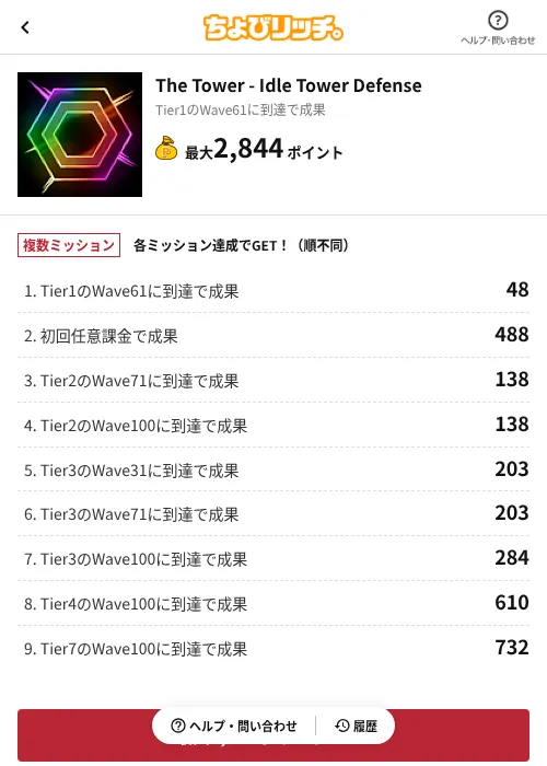 The Tower - Idle Tower Defenseの掲載記録画像（ちょびリッチ（AppDriver）・2026年10月20日）