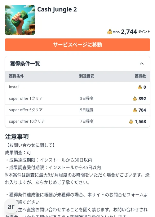 Cash Jungle 2の掲載記録画像(ちょびリッチ(Zucks)・2026年10月21日)