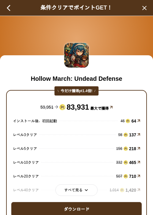 Hollow March: Undead Defenseの掲載記録画像（げん玉（SKYFLAG）・2026年10月22日）