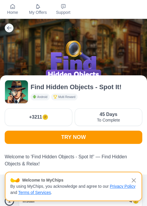 Find Hidden Objects - Spot It!の掲載記録画像（モッピー（myChips）・2026年10月22日）
