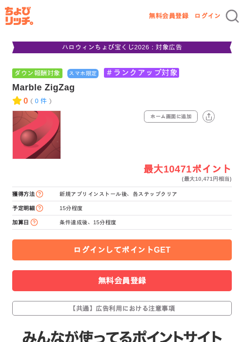 Marble ZigZagの掲載記録画像（ちょびリッチ・2026年10月22日）