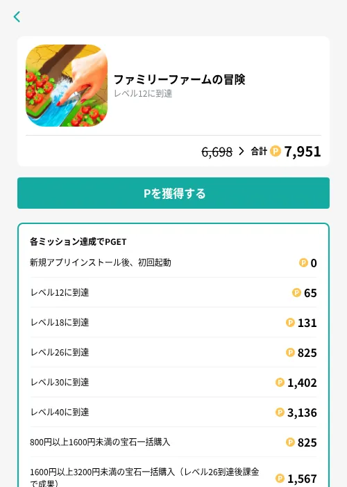 ファミリーファームの冒険の掲載記録画像（モッピー（GF Rewards）・2026年10月22日）