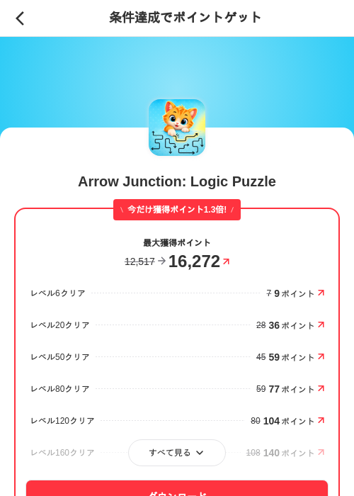 Arrow Junction: Logic Puzzleの掲載記録画像（メルカリ（ポイントミッション）・2026年10月22日）