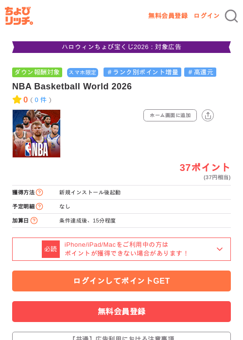 NBA Basketball World 2026の掲載記録画像（ちょびリッチ・2026年10月23日）