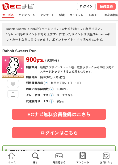 Rabbit Sweets Runの掲載記録画像（ECナビ・2026年10月23日）