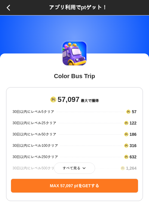 Color Bus Tripの掲載記録画像（ポイントインカム（SKYFLAG）・2026年10月28日）