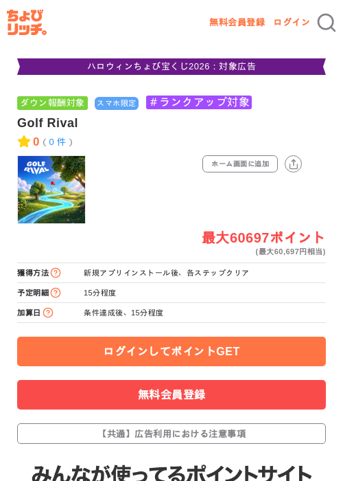 Golf Rivalの掲載記録画像（ちょびリッチ・2026年10月29日）